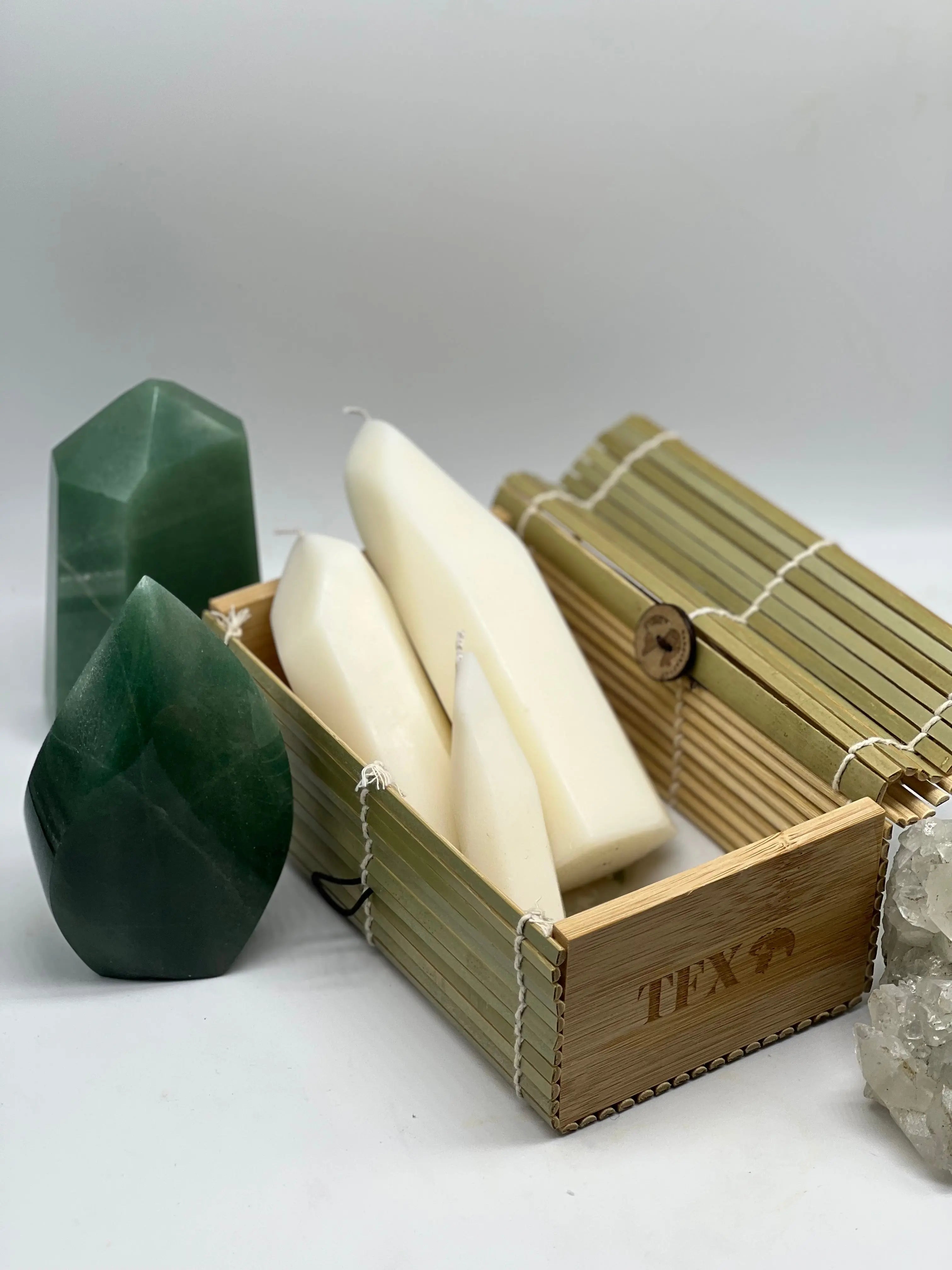Pack Of 3 Jade Crystal Candle